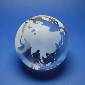 world globe, sandblasted