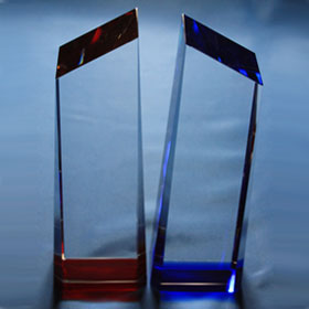 crystal trophy, top-seller, red or blue